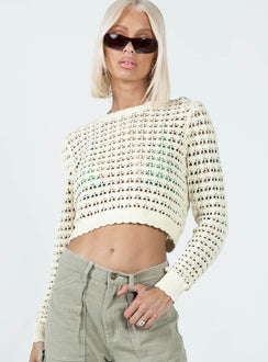 Robbie Sweater Cream Princess Polly  Cropped 