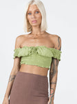 product Princess Polly Three Fourth Sleeves Square Neck  Asner Top Sage Green