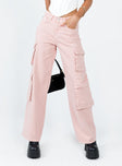 front view of model wearing Princess Polly The Ragged Priest Brat Jeans Pink Mid Rise 