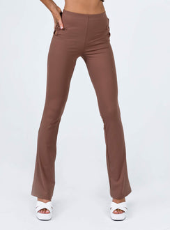 front view of model wearing Princess Polly Laken Pants Brown 