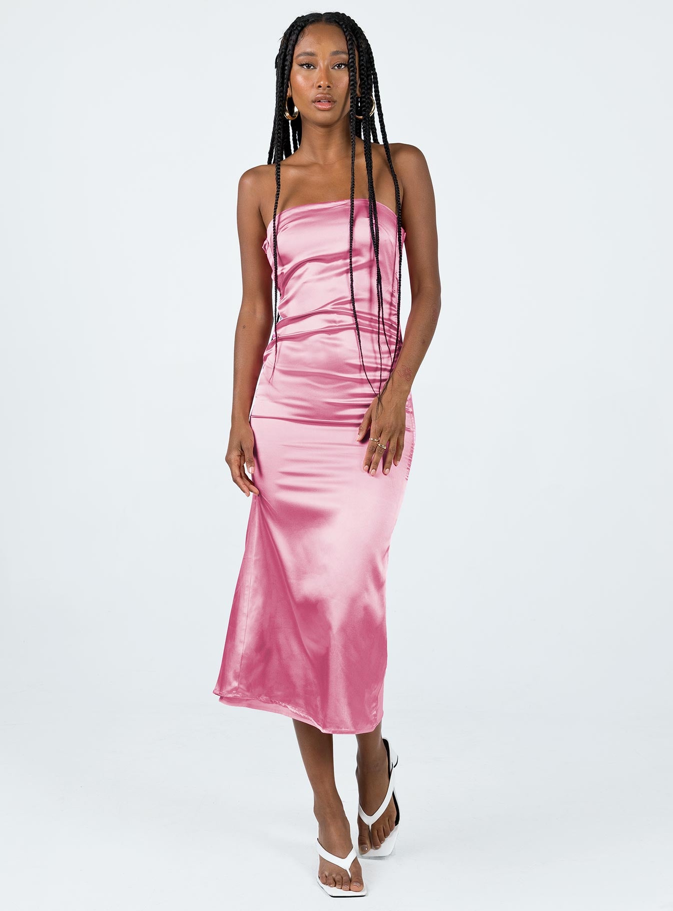 Pink silky deals dress