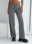 Front view of model wearing  front Princess Polly High Waisted Pants  Motel Jabba Trouser Charcoal