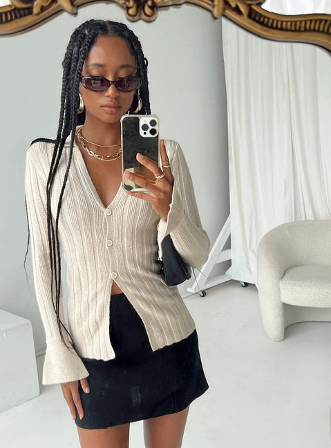 product Princess Polly Full Sleeves Plunger  Beryl Long Sleeve Top Bone