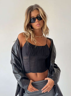 product Princess Polly Sleeveless Square Neck  Concordia Top Black