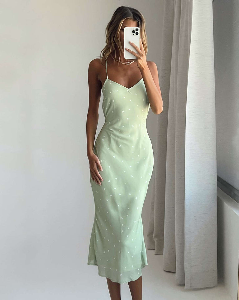 product Princess Polly Square Neck  On Cloud Nine Midi Dress Green