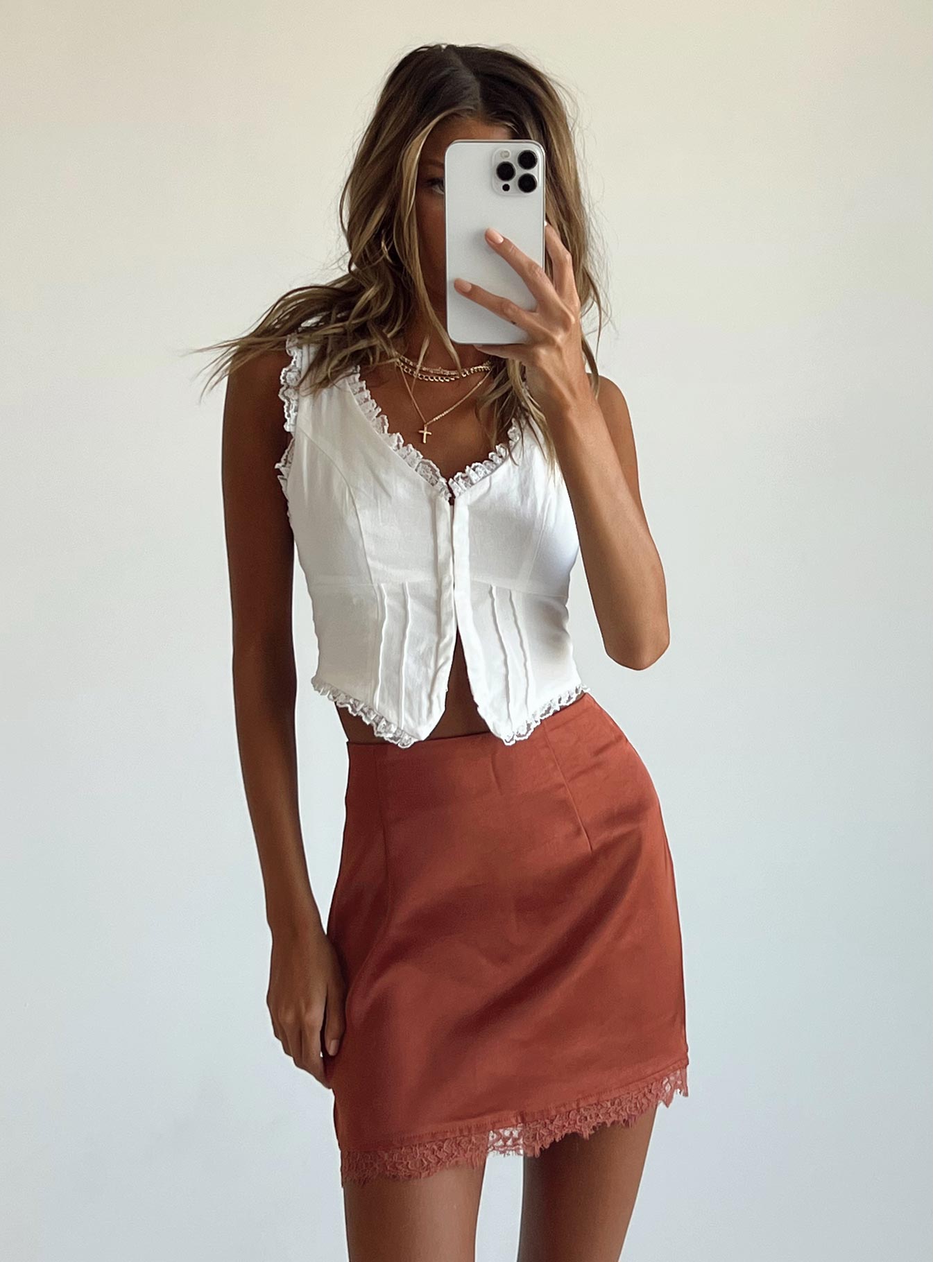 product Leila Mini Skirt Brown Princess Polly  Mini Skirts 
