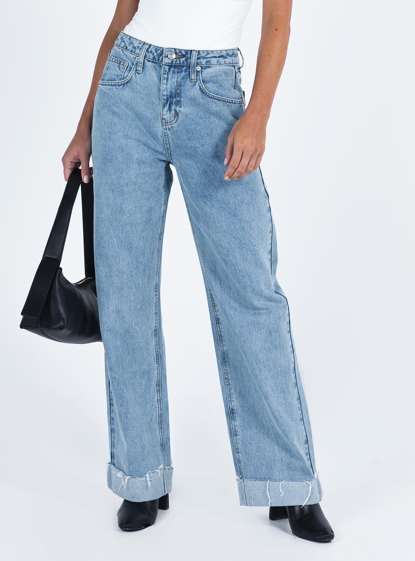 product Princess Polly High Waisted  Ollie Straight Leg Jean Mid Wash Denim