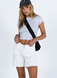 Ragina Longline Denim Shorts White Princess Polly mid-rise 