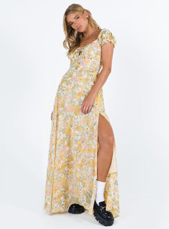 product Princess Polly Asymmetric Neckline  Masuda Maxi Dress Yellow Floral