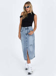 product Belsie Midi Skirt Light Wash Denim Princess Polly  Midi Skirts 