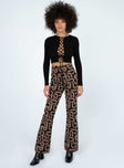 front view of model wearing Princess Polly Motel Zoven Trouser Tonal Interlink Black 