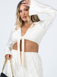 front view of model wearing Princess Polly Talissa Long Sleeve Top White 