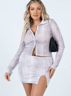 back view of model wearing Princess Polly Barbie Mini Skirt Snake 