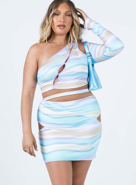   front view of model wearing Princess Polly Josie Marble Mini Skirt Multi 