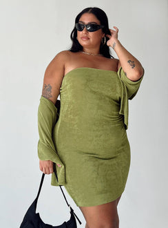 Matching set Soft knit material  Button up shirt Classic collar Button fastening at front Strapless mini dress Elasticated band at bust