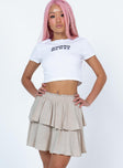   front view of model wearing Princess Polly Janet Mini Skirt Beige Mini Skirts 