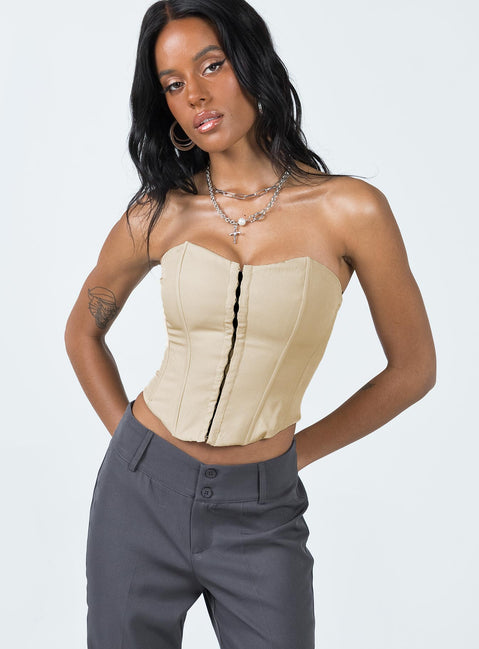 product Princess Polly Sleeveless Asymmetric Neckline  Archer Corset Top Bone