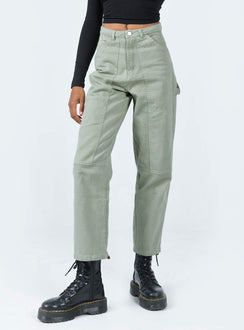 product Princess Polly High Waisted Pants  Dropouts Cargo Pants Green