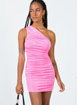 front view of model wearing Princess Polly The Goddess Mini Dress Pink 