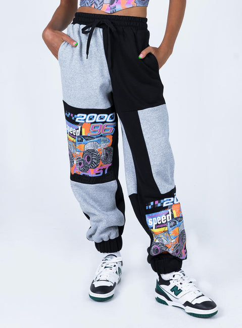 front view of model wearing Princess Polly Speedway Trackpants Multi 