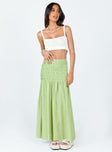   front view of model wearing Princess Polly Porto Maxi Skirt Green 