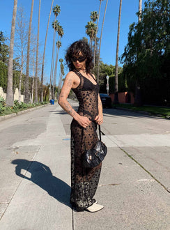 product Princess Polly Asymmetric Neckline  Britton Lace Maxi Dress Black