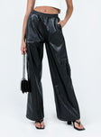 Princess Polly high-rise  Lista Faux Leather Elastic Pocket Pants Black