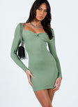 product Princess Polly Crew Neck  Talisa Long Sleeve Mini Dress Green