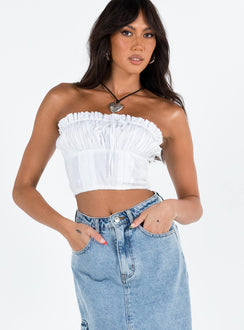 product Princess Polly Sleeveless Asymmetric Neckline  Vip Strapless Top White