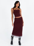 product Motel Tresha Skirt Mesh Burgundy 199 Princess Polly  Midi Skirts 