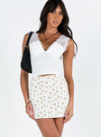 Front view of model wearing  front Selby Mini Skirt White / Yellow Princess Polly  Mini Skirts 