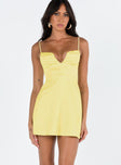 Princess Polly Sweetheart Neckline  Della Mini Dress Butter Yellow