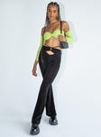 side view of model wearing Princess Polly Loriella Flare Pants Black 