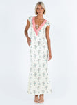 Princess Polly Plunger  Armas Lace Trim Maxi Dress Floral