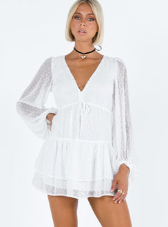 product Princess Polly Asymmetric Neckline  Dialla Long Sleeve Mini Dress White