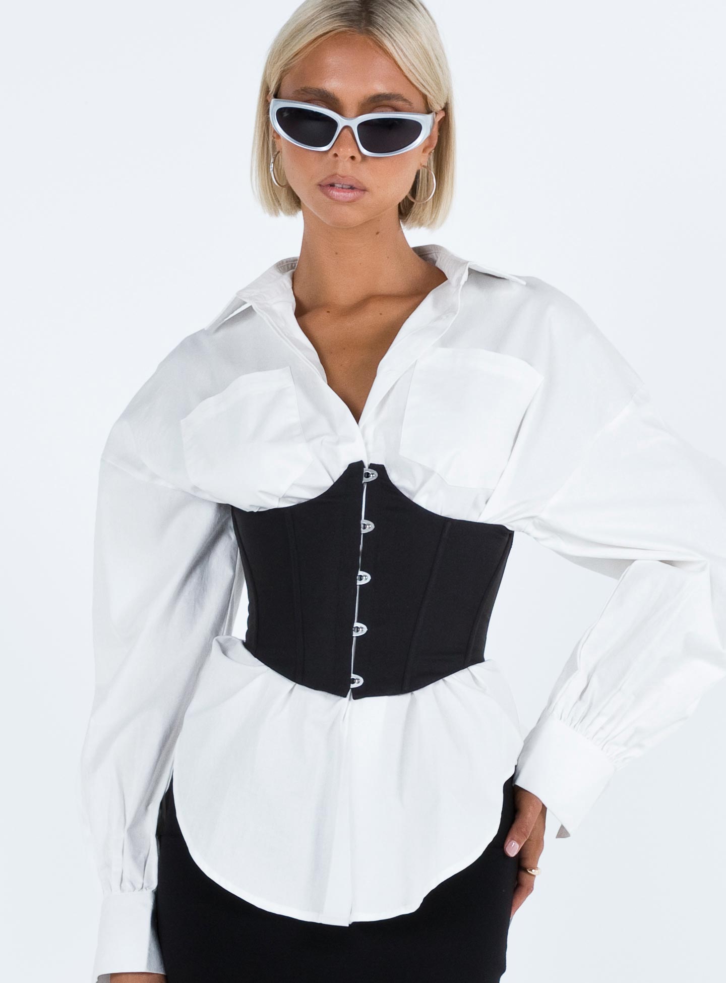 product Princess Polly Full Sleeves Crew Neck  Rosina Underbust Corset Black