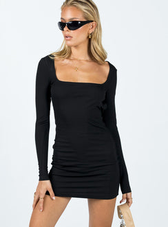 product Princess Polly Scoop Neck  Minna Long Sleeve Mini Dress Black