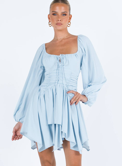 product Princess Polly High Neck  Barrett Long Sleeve Mini Dress Blue