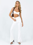 Matching white set Bra top  Adjustable shoulder straps  Padded bust Wired cups  Elasticated backband  High waisted pants  Hook & zip fastening  Twin hip pockets  Belt looped waist  Straight leg 