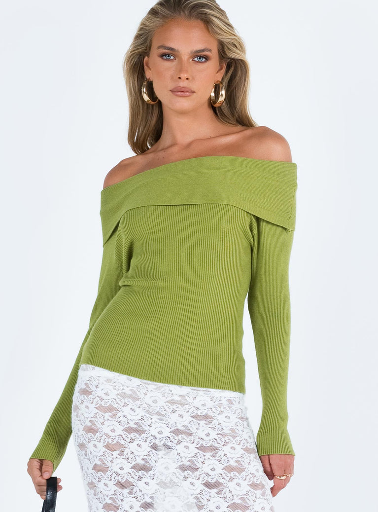 Kaiza Sweater Green Princess Polly  Cropped 