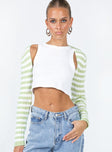 Aytan Bolero Sweater Green/White Princess Polly  Cropped 