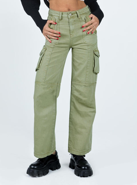 product Princess Polly High Waisted Pants  Oswell Cargo Pants Green