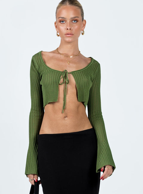 product Princess Polly Full Sleeves Scoop Neck  Eydie Long Sleeve Top Khaki