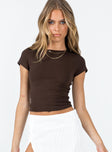 Top Slim fitting  Princess Polly Exclusive 50% cotton 45% polyester 5% elastane Cap sleeves Good stretch Unlined