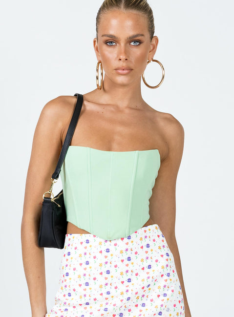 front view of model wearing Princess Polly Carlie Top Green 