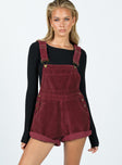 Overalls Cord material Button sides Twin hip & back pockets Large front pocket Fixed rolled hem Adjustable straps