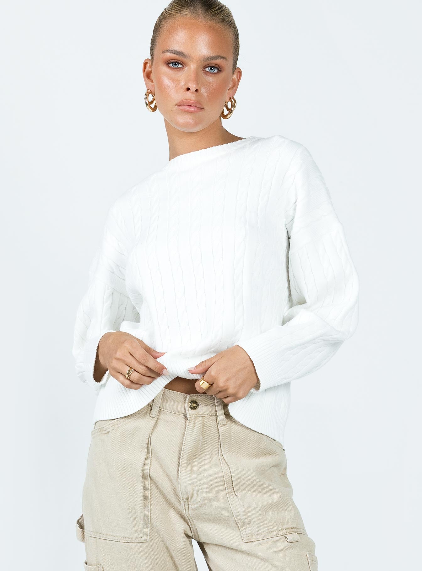 Mirotha Knit Sweater White Princess Polly  Cropped 