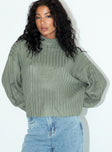 Innerbloom Oversized Sweater Dark Green Princess Polly  Cropped 