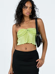 Front view of model wearing  front Princess Polly Sleeveless Square Neck  Bettye Twist Top Green