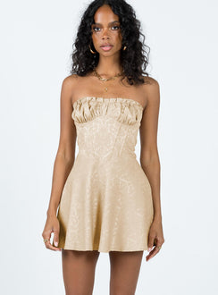 product Princess Polly Asymmetric Neckline Asymmetric Neckline  Lenette Mini Dress Beige